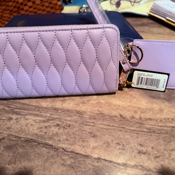 bebe Quilted Wristlet in Light Lavender with Gold Hardware - Picture 2 of 3